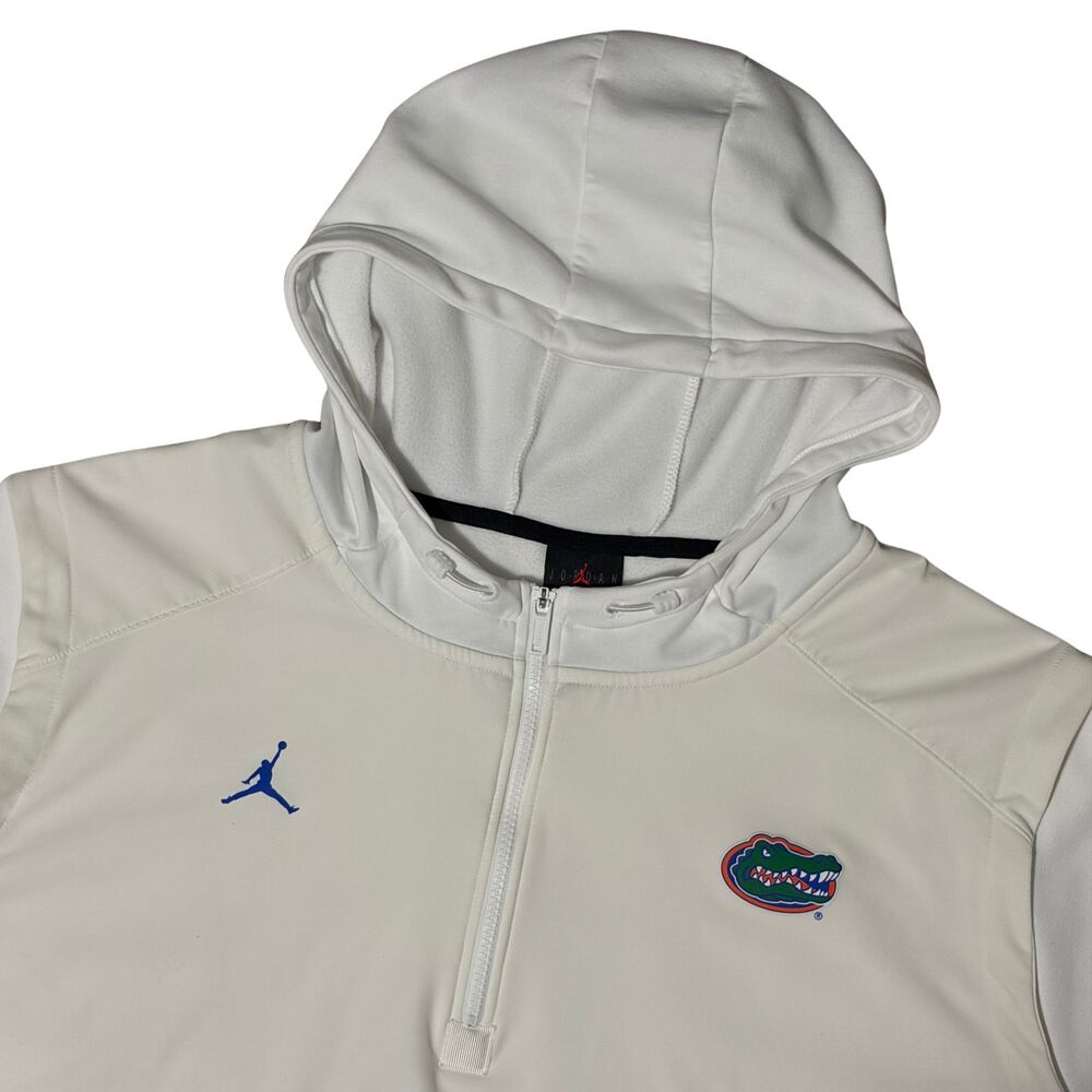 Jordan Florida Gators 1/4 Zip Pullover Mens XXXL White Fleece Lined Hoodie NCAA